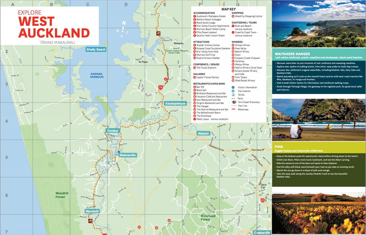 kaart van die wes-Auckland